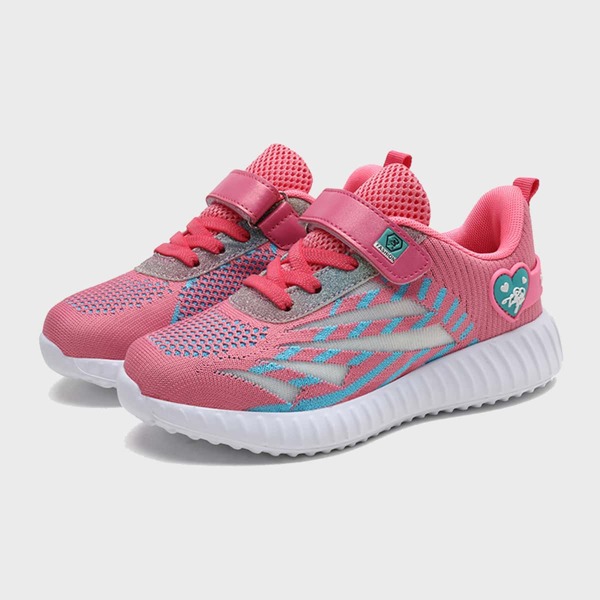 

Girls Velcro Strap Knit Sneakers, Watermelon pink