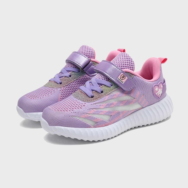 

Girls Velcro Strap Knit Sneakers, Purple