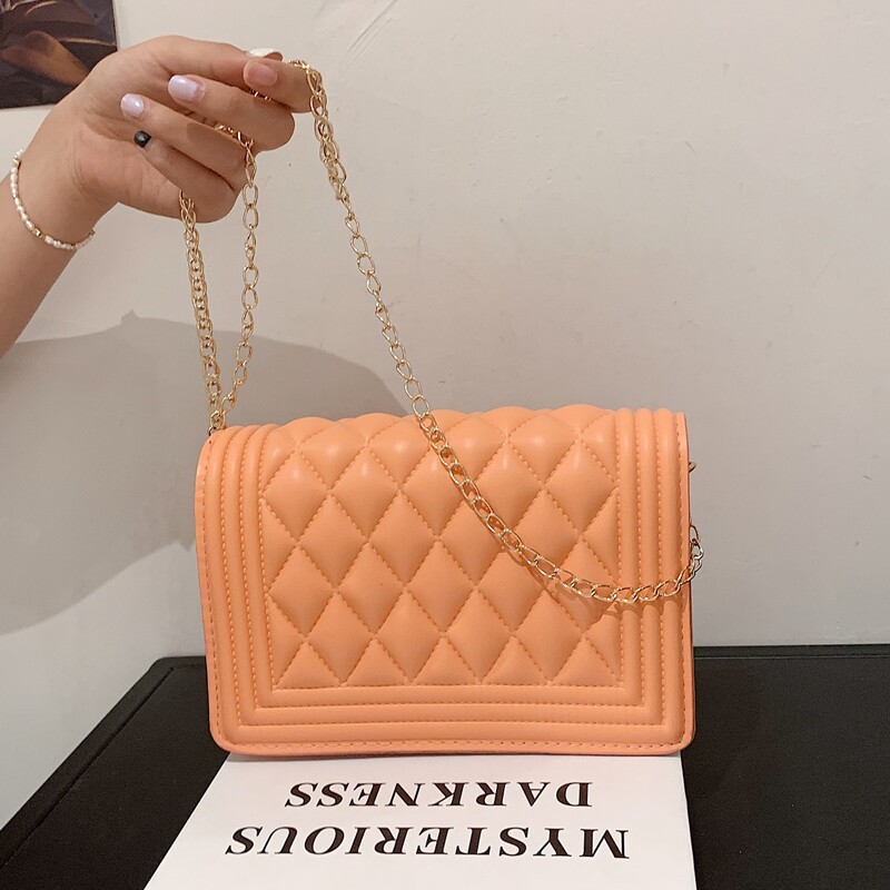 

Flap Chain Crossbody Bag, Coral orange