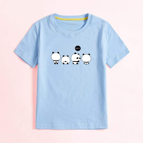 

Toddler Girls Cartoon & Letter Graphic Tee, Baby blue