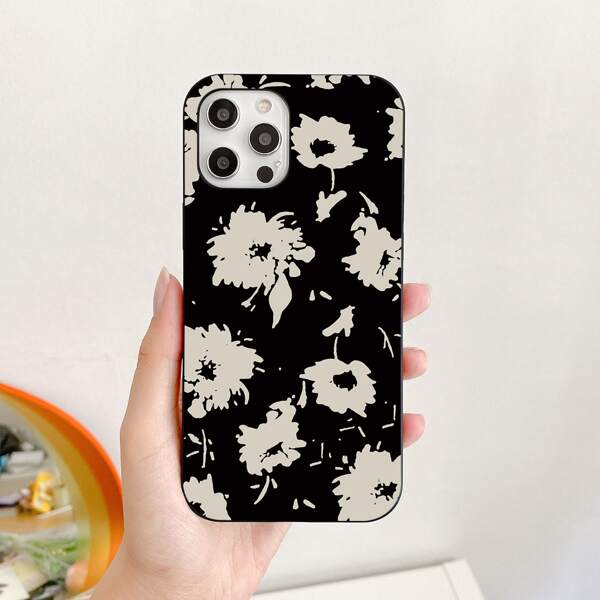 

Flower Pattern Phone Case, Black and white