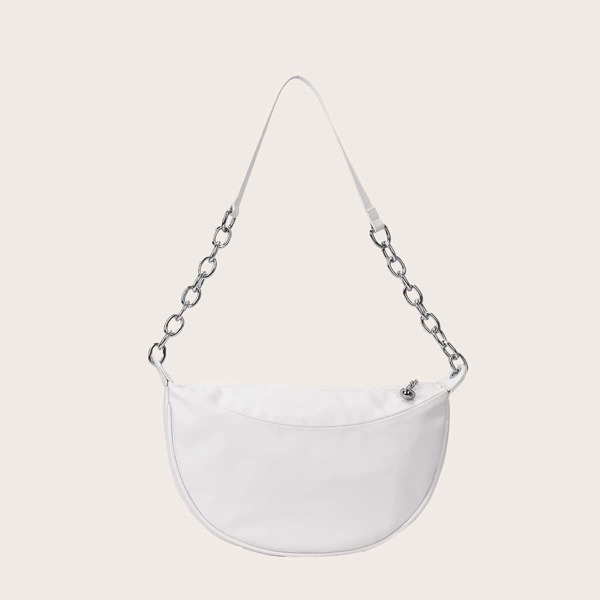 

Chain Hobo Bag, White