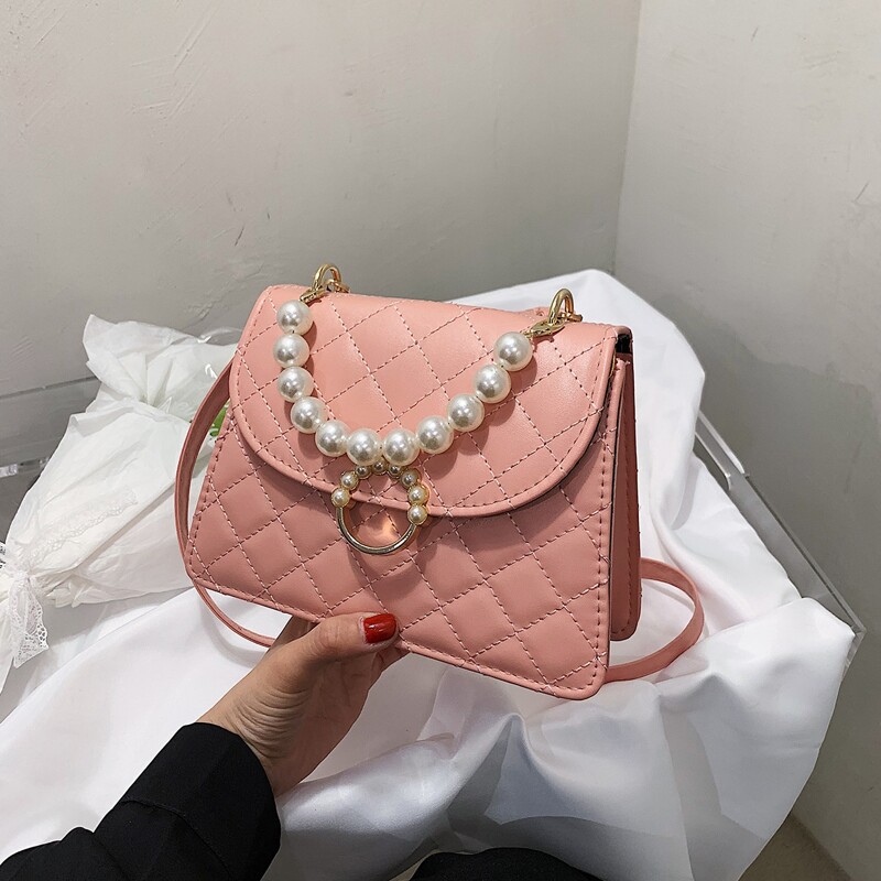 

Faux Pearl Decor Crossbody Bag, Pink
