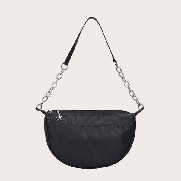 

Chain Hobo Bag, Black