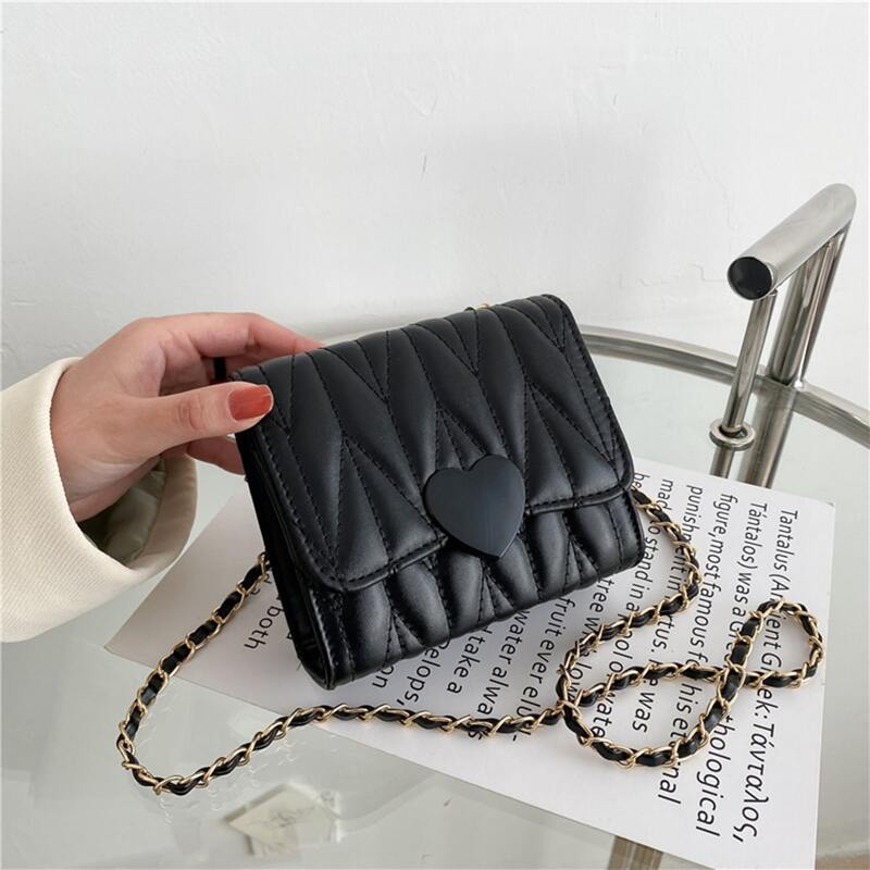 

Heart Decor Crossbody Bag, Black