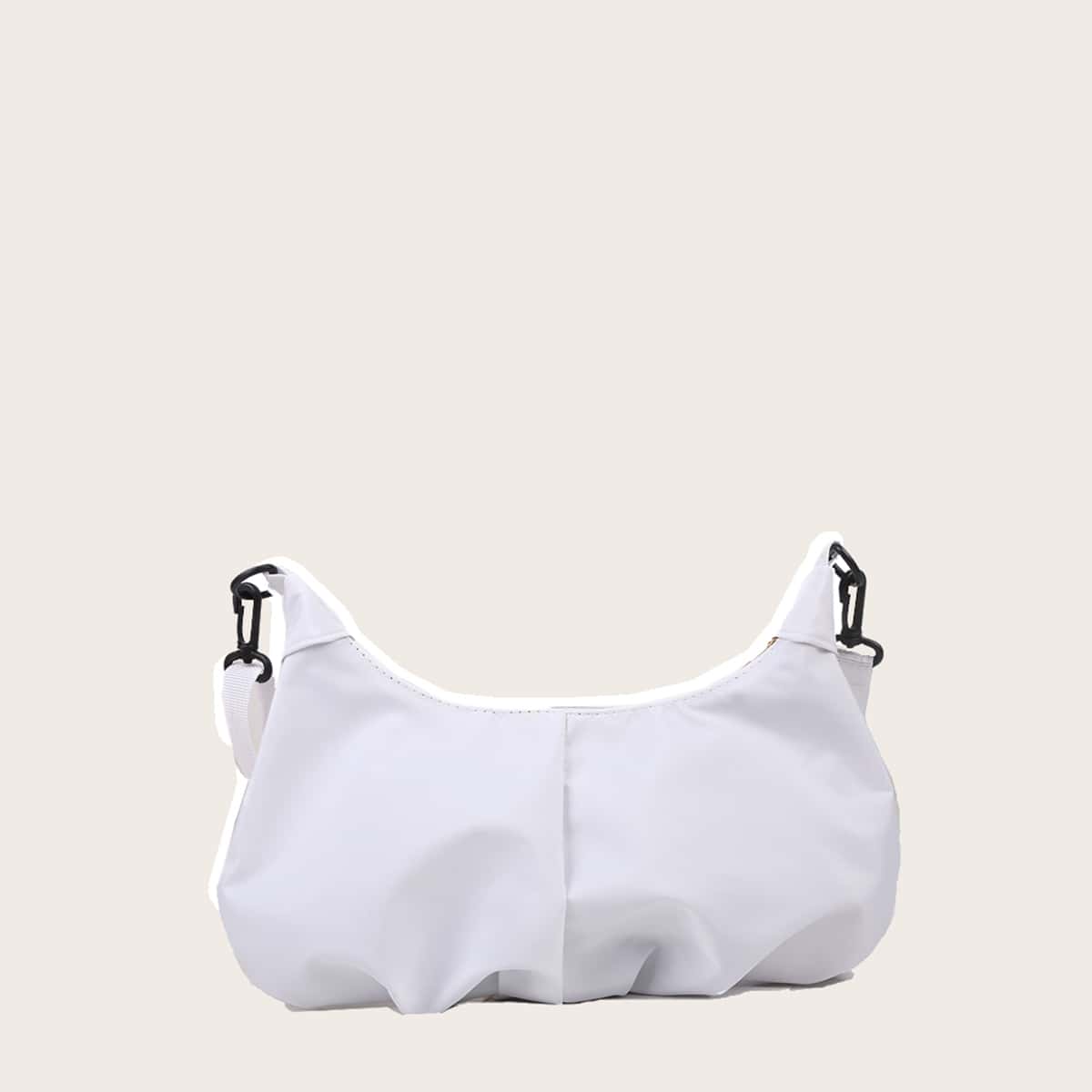 

Solid Ruched Crossbody Bag, White