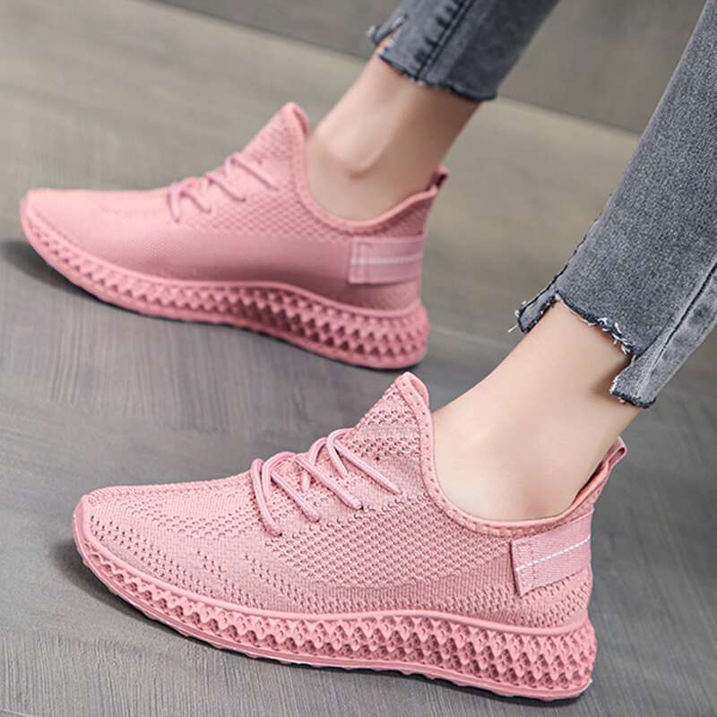 

Lace-up Decor Breathable Sneakers, Pink