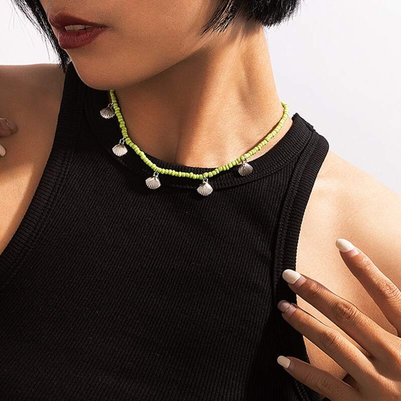 

Shell Beaded Necklace, Green