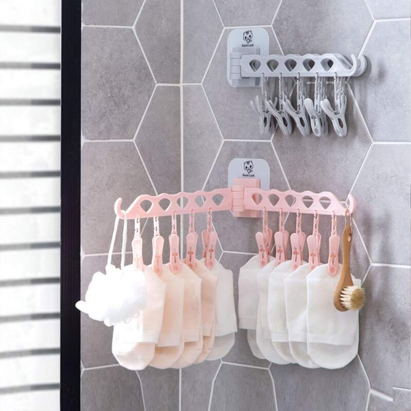 

1pc Random Wall Hanging Clips Drying Rack, Pink