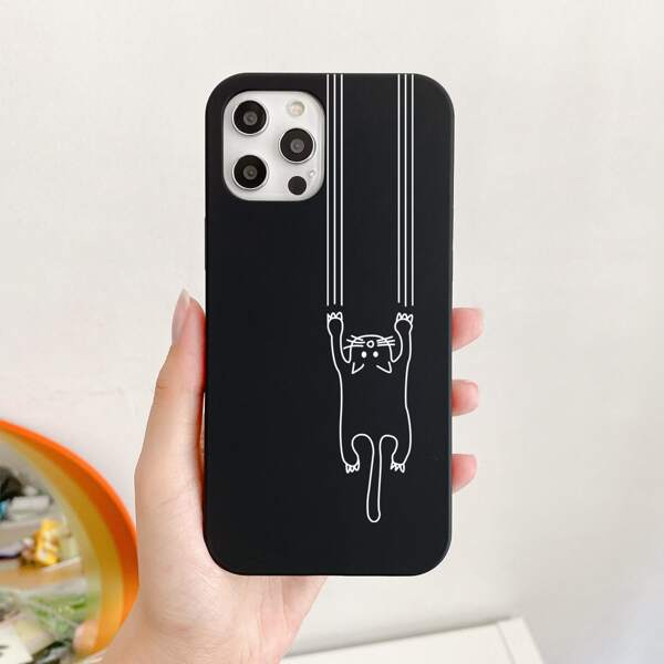 

Cat Pattern Phone Case, Black and white