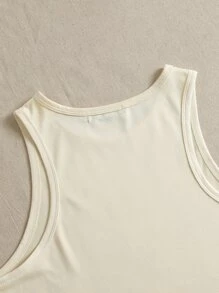 Camiseta Sin Mangas Con Estampado De Oso - Beis - Ver 4