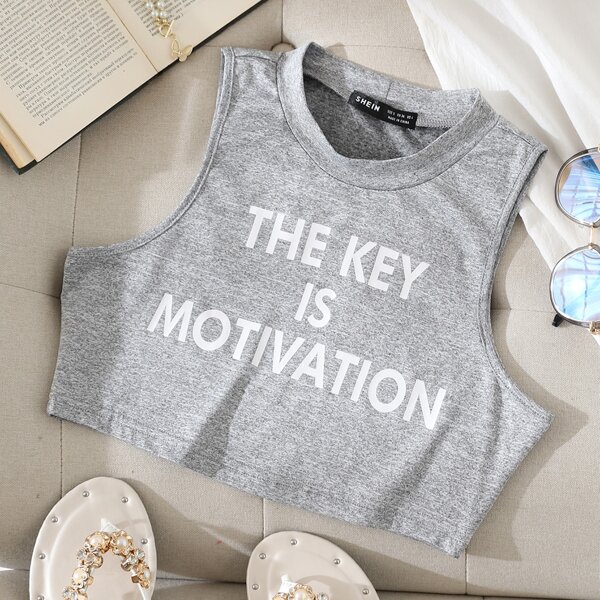 

Slogan Graphic Tank Top, Light grey