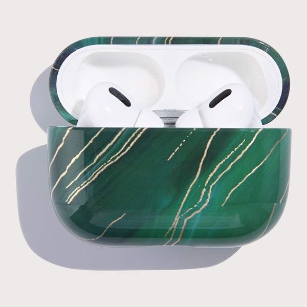 

Marble Pattern Case For Airpods, Green