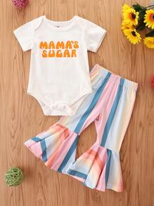 休閒字母嬰兒套裝 - 白色 - 查看 1