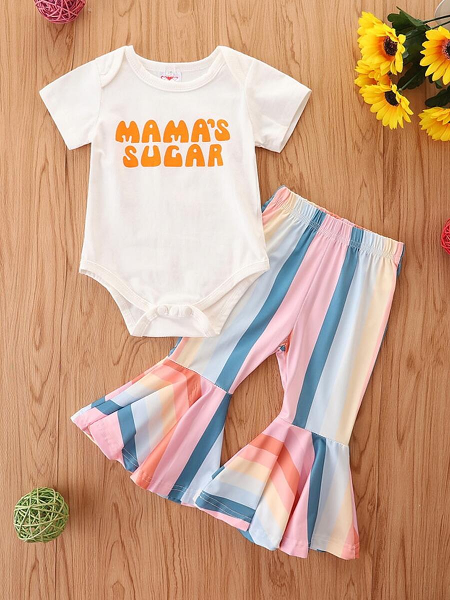 休閒字母嬰兒套裝 - 白色 - 查看 1