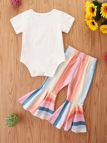 休閒字母嬰兒套裝 - 白色 - 查看 2