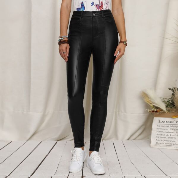 

Zipper Fly Seam Front Jeans, Black