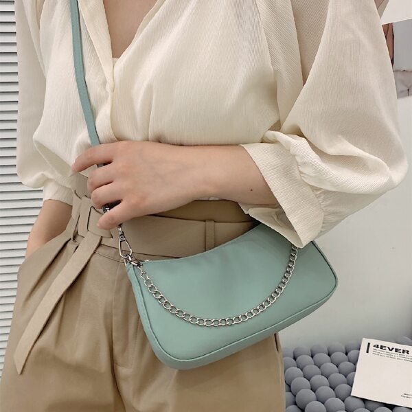 

Minimalist Chain Satchel Bag, Green