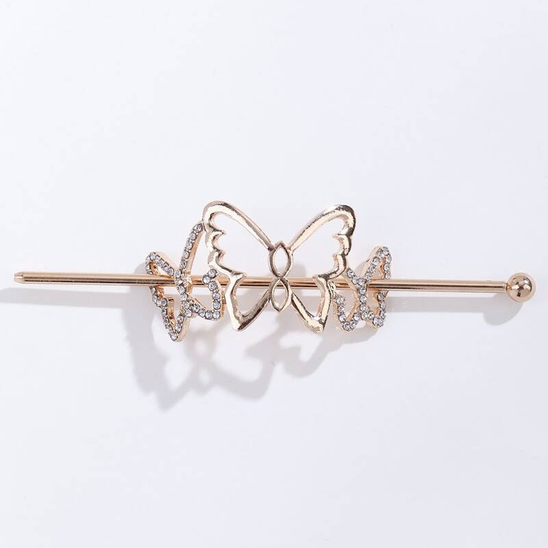 

Butterfly Decor Hair Slide With Stick, Gold
