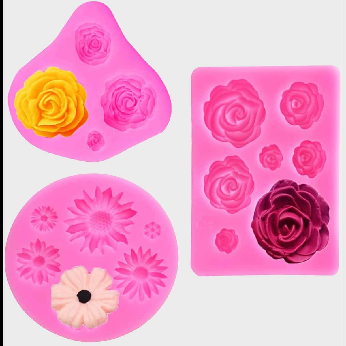 

3pcs Floral Shaped Mold, Pink
