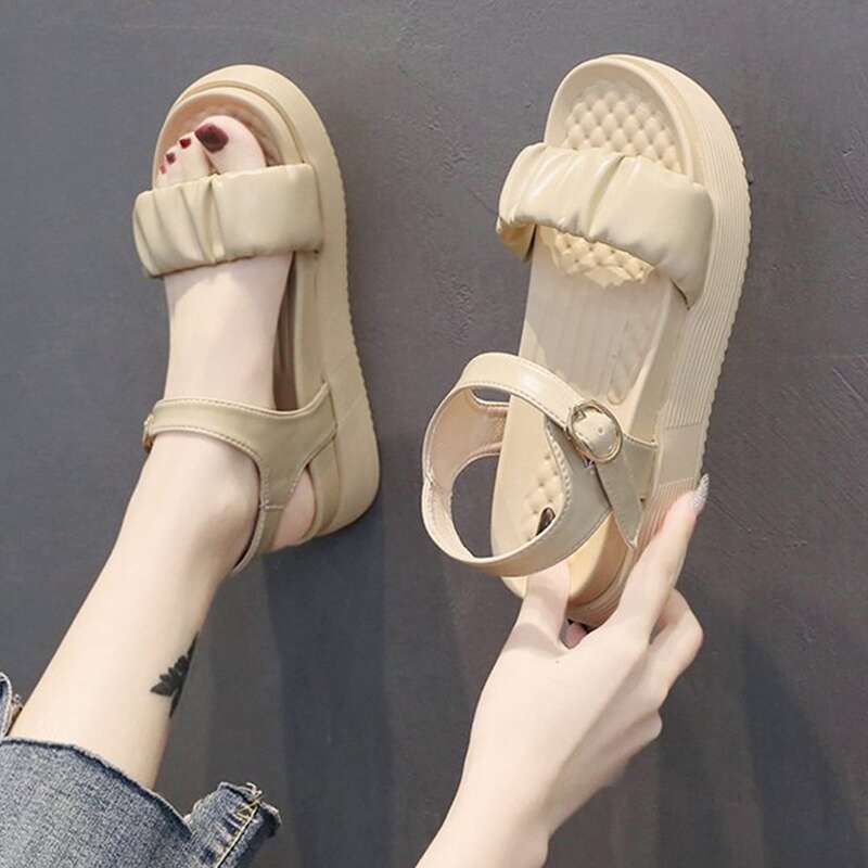 

Ruched Slide Sandals, Champagne