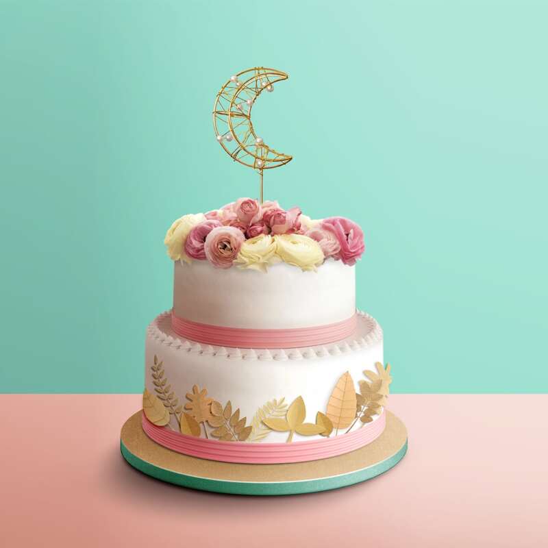 

Faux Pearl Design Cake Topper, Gold