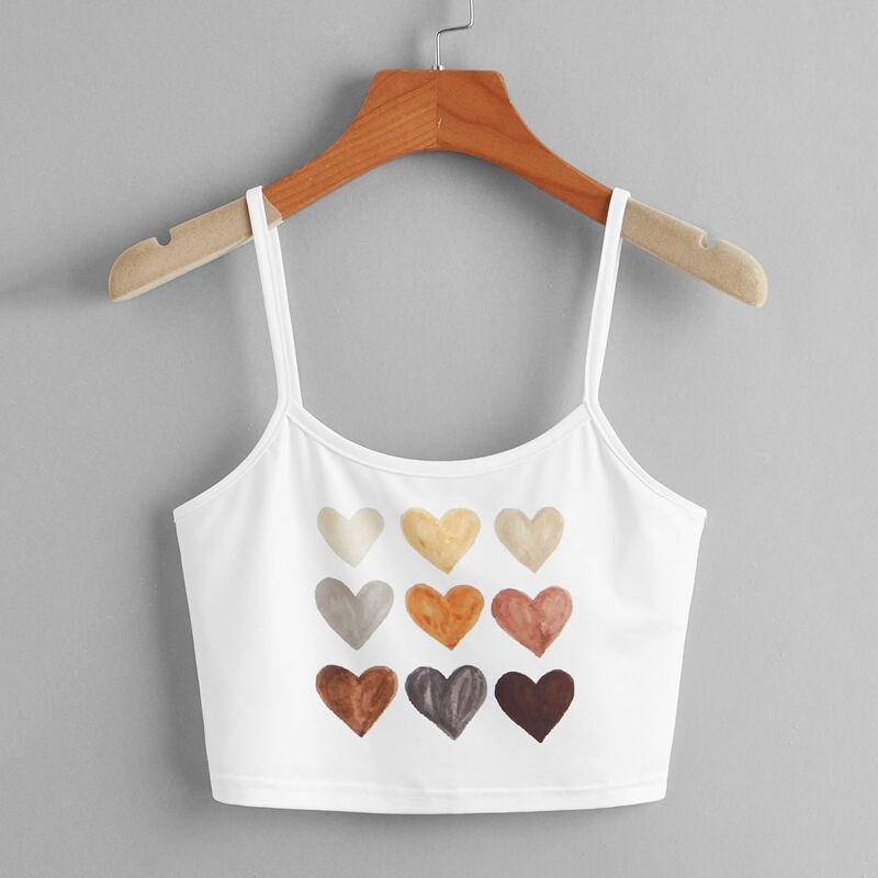 

Heart Graphic Crop Cami, White