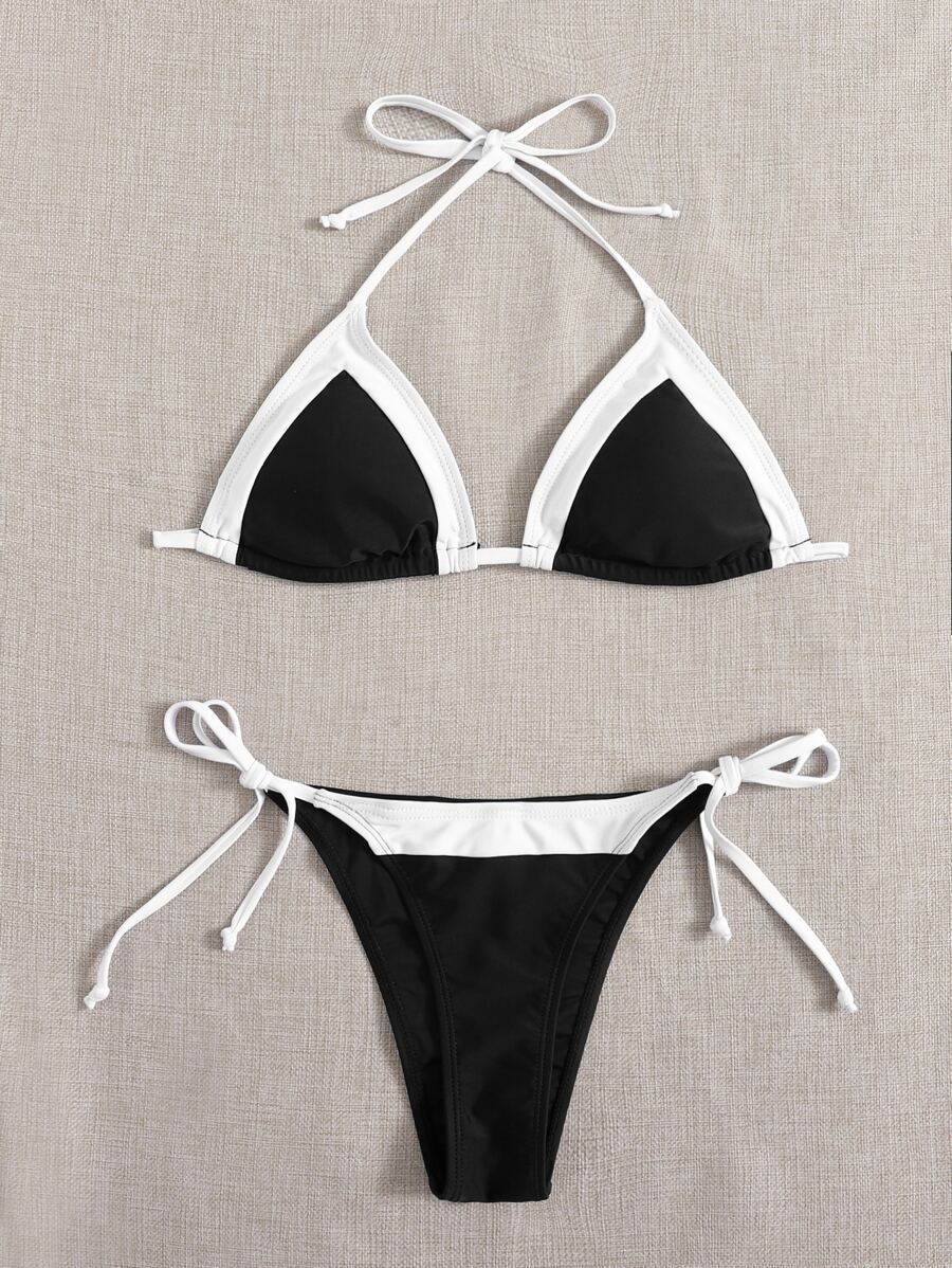 Kolorowe bikini typu halter na letnie wakacje na plaży