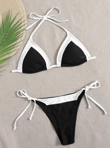 Kolorowe bikini typu halter na letnie wakacje na plaży
