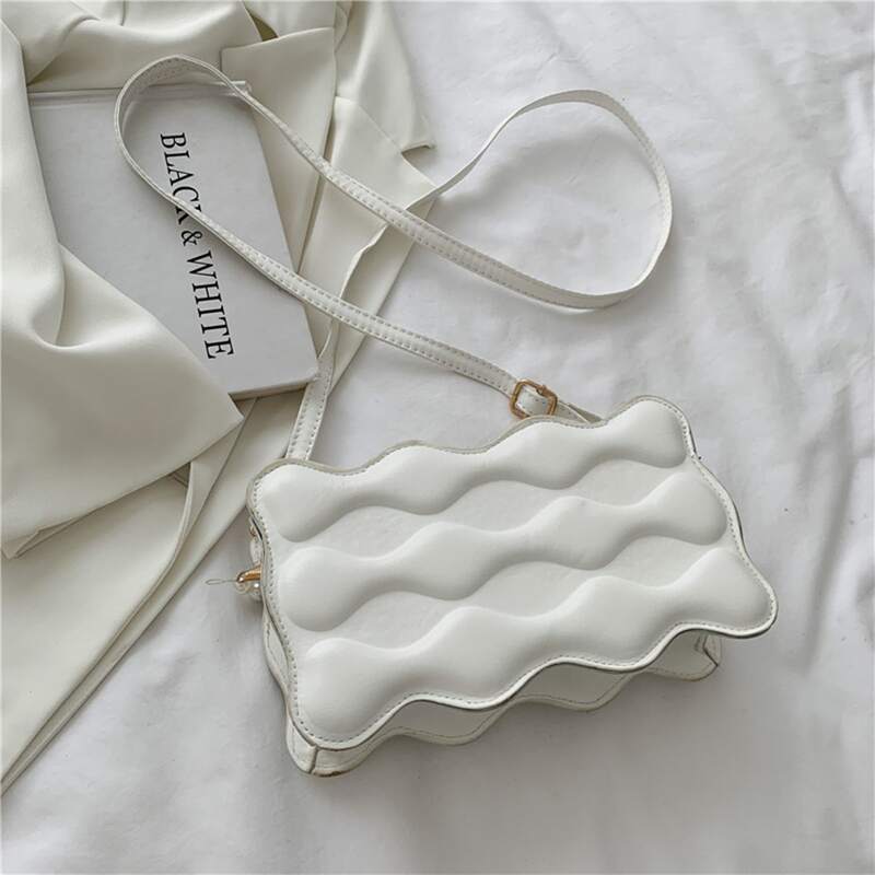 

Faux Pearl Satchel Bag, White