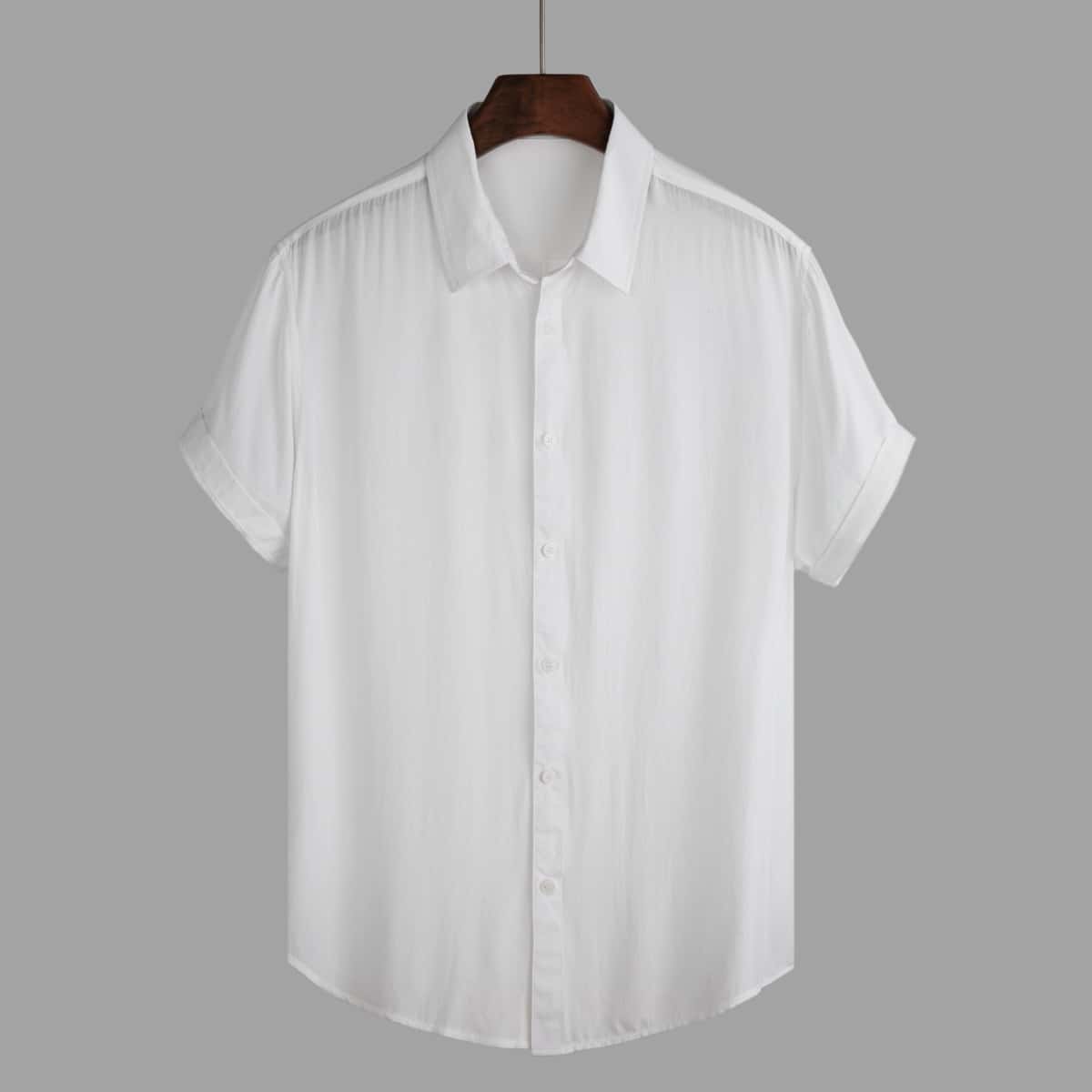 

Guys Button Up High Low Shirt, White