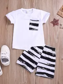 小童男孩口袋tee帶短褲