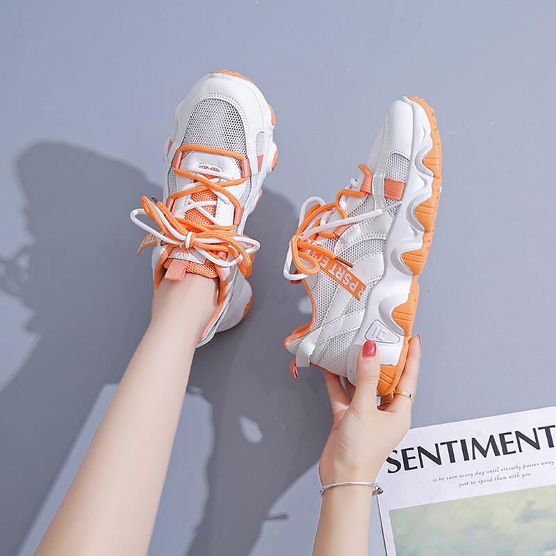 

Lace-up Front Chunky Sneakers, Orange