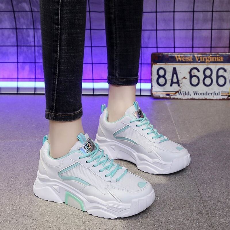 

Colorblock Lace-up Front Chunky Sneakers, Blue
