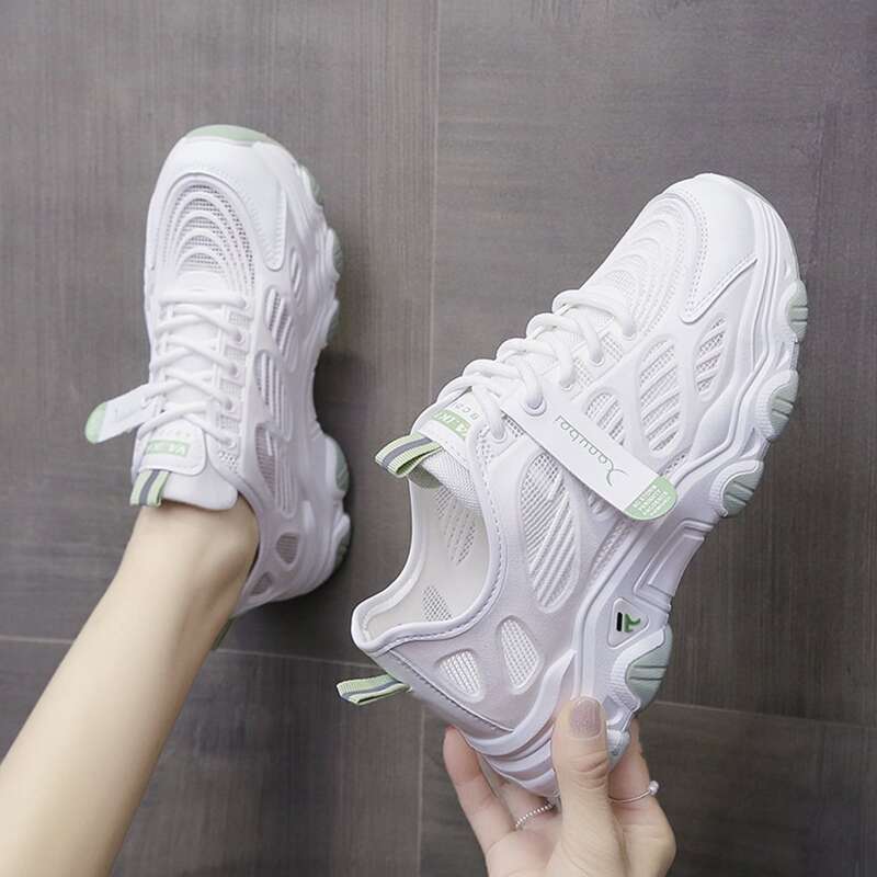 

Colorblock Lace-up Front Chunky Sneakers, White