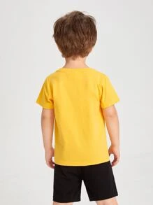 TOM & JERRY X SHEIN Young Boy Cartoon Graphic Tee With Track Shorts - Multicolor - View 2