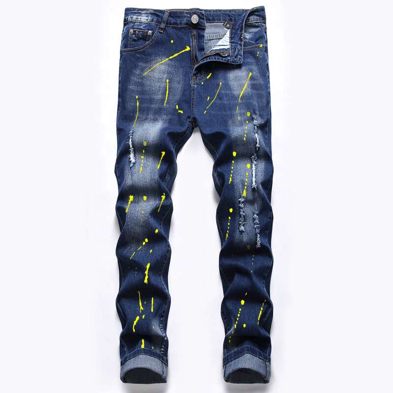 

Guys Graphic Ripped Jeans, Dark wash