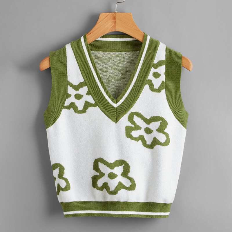 

Floral Pattern Knit Top, Multicolor