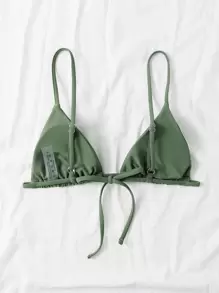 Swim Basics 性感純色泳衣上裝 - 軍綠色 - 查看 2