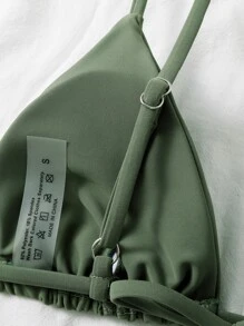 Swim Basics 性感純色泳衣上裝 - 軍綠色 - 查看 5