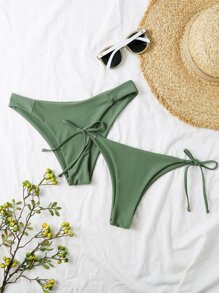 2 Packs Tie Side Bikini Panty Set - Army Green - View 1