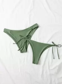 2 Packs Tie Side Bikini Panty Set - Army Green - View 3