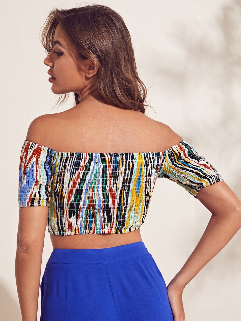 Off Shoulder Shirred Top