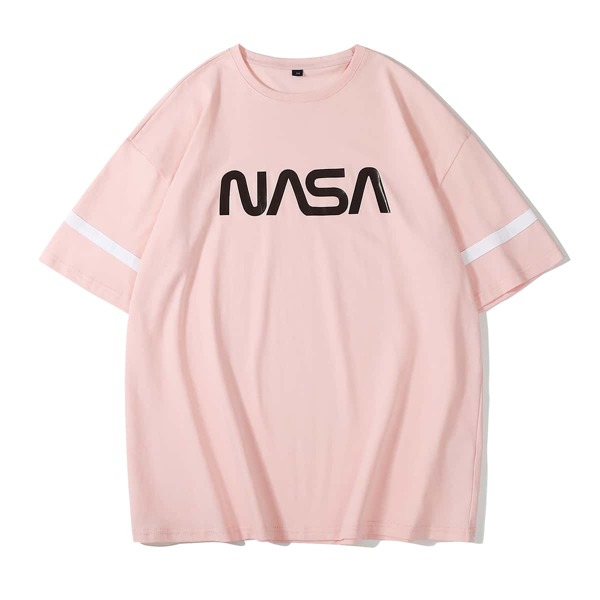

Men Letter Graphic Tee, Baby pink