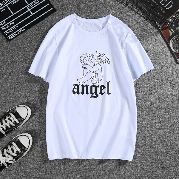 

Men Angel Print Tee, White