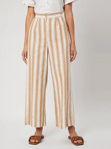 SHEIN Pantalones de pierna ancha de lino - Multicolor - Ver 1