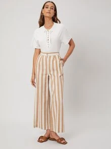 SHEIN Pantalones de pierna ancha de lino - Multicolor - Ver 7