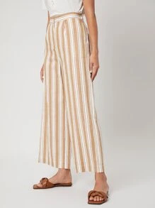 SHEIN Pantalones de pierna ancha de lino - Multicolor - Ver 10