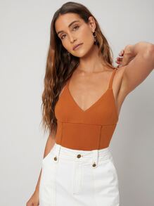 SHEIN Privé Body de tirantes delgado - Naranja - Ver 5