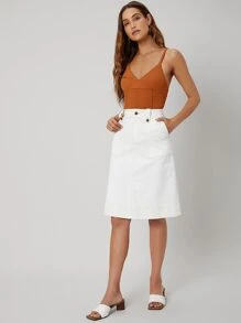 SHEIN Privé Body de tirantes delgado - Naranja - Ver 6